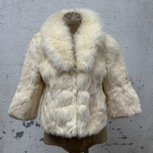 Vintage Y2K Cream Rabbit & Fox Fur Coat