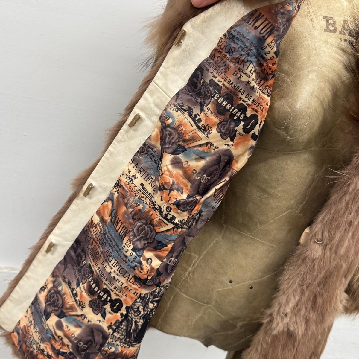 Vintage Chestnut Brown Rabbit Fur & Raccoon Fur Mid-Length Coat