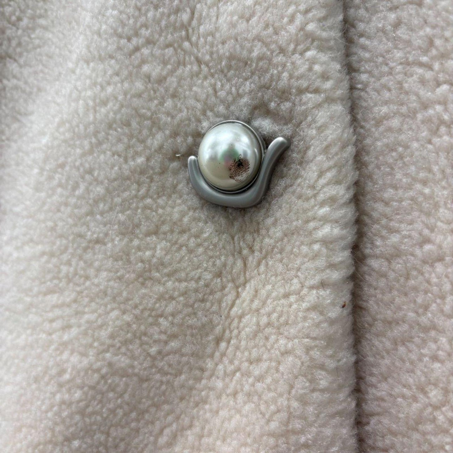 Vintage Y2K Cream Fleece Princess Coat with Genuine Fox Fur