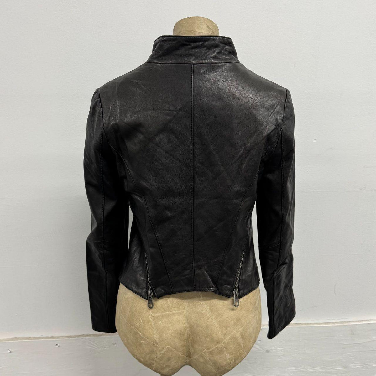 Vintage Black Chest Zip Avant Garde Leather Jacket