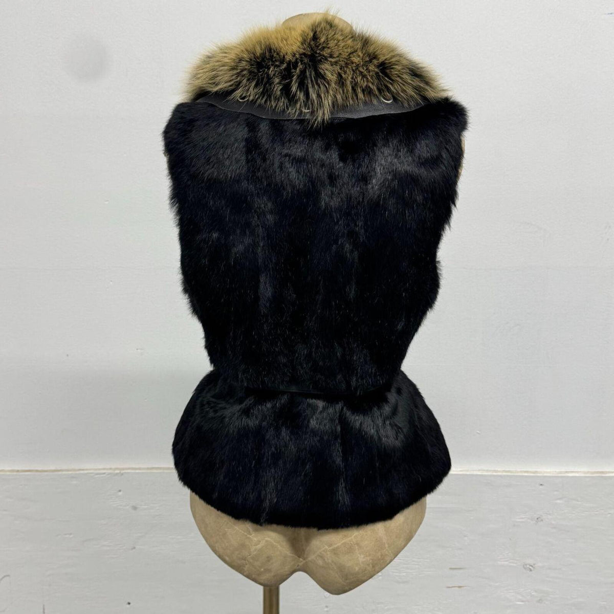 Vintage Black Fox Fur & Rabbit Fur Vest