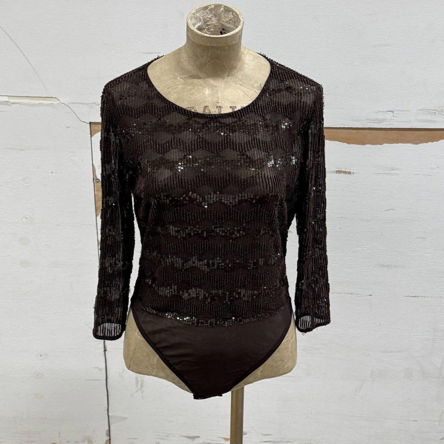 90s Vintage Giorgio Armani Beaded Silk Bodysuit