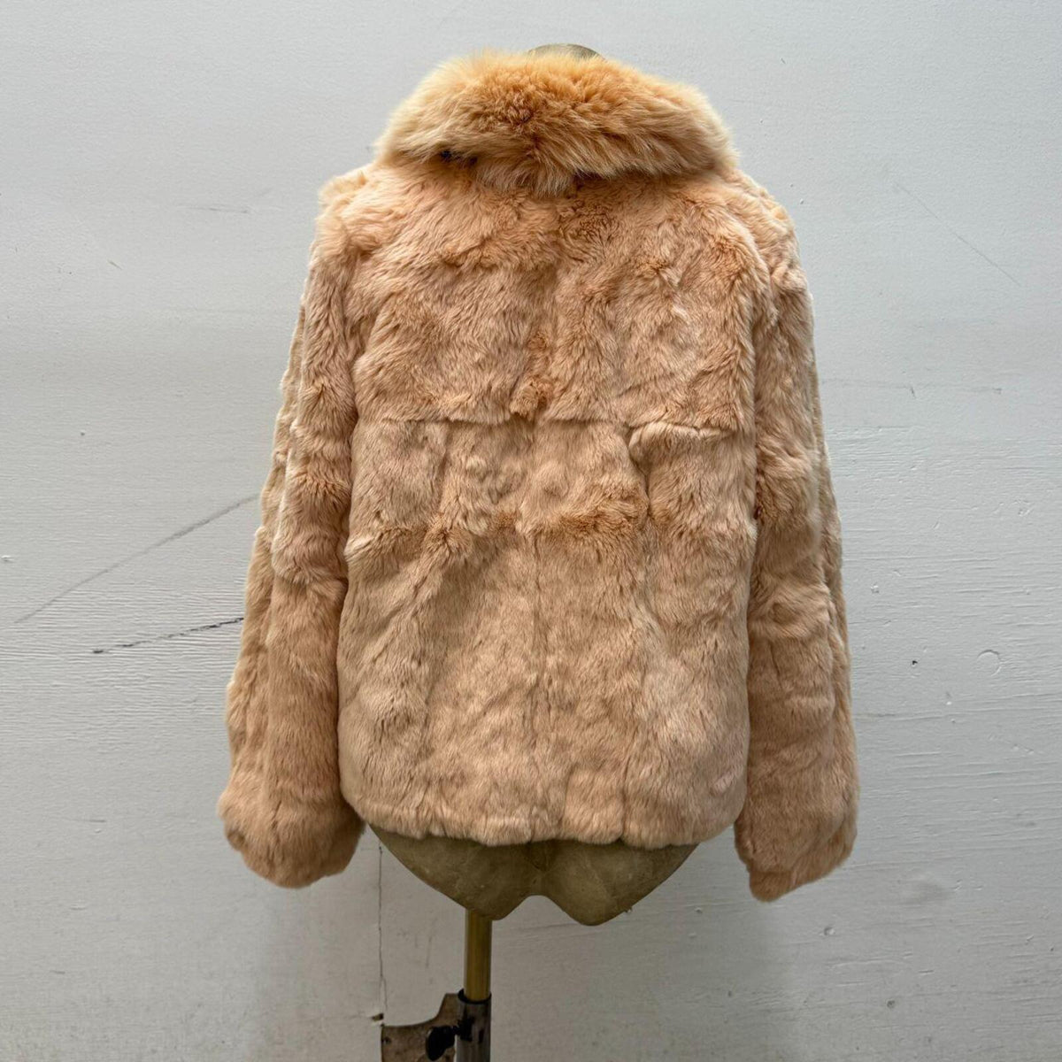 Vintage Blush Pink Rabbit & Fox Fur Jacket Coat