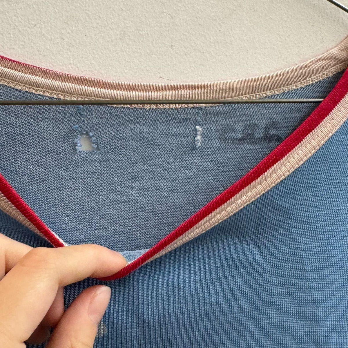 Vintage 1970s Faded Blue Stitched Patch "33" Ringer Athletic Jersey