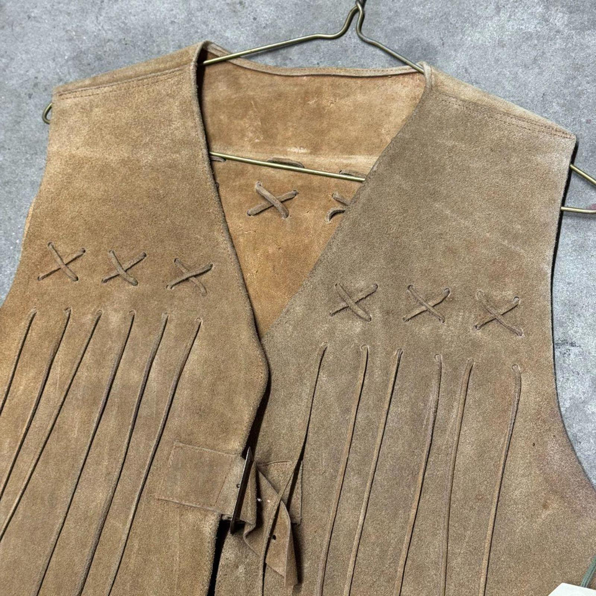 Vintage 60s 70s Suede Buckskin Western Film Costume Vest