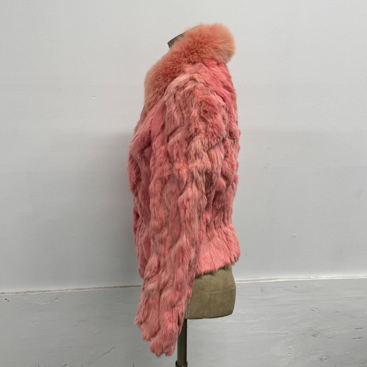 Vintage Y2K Pink Rabbit & Fox Fur Jacket Coat