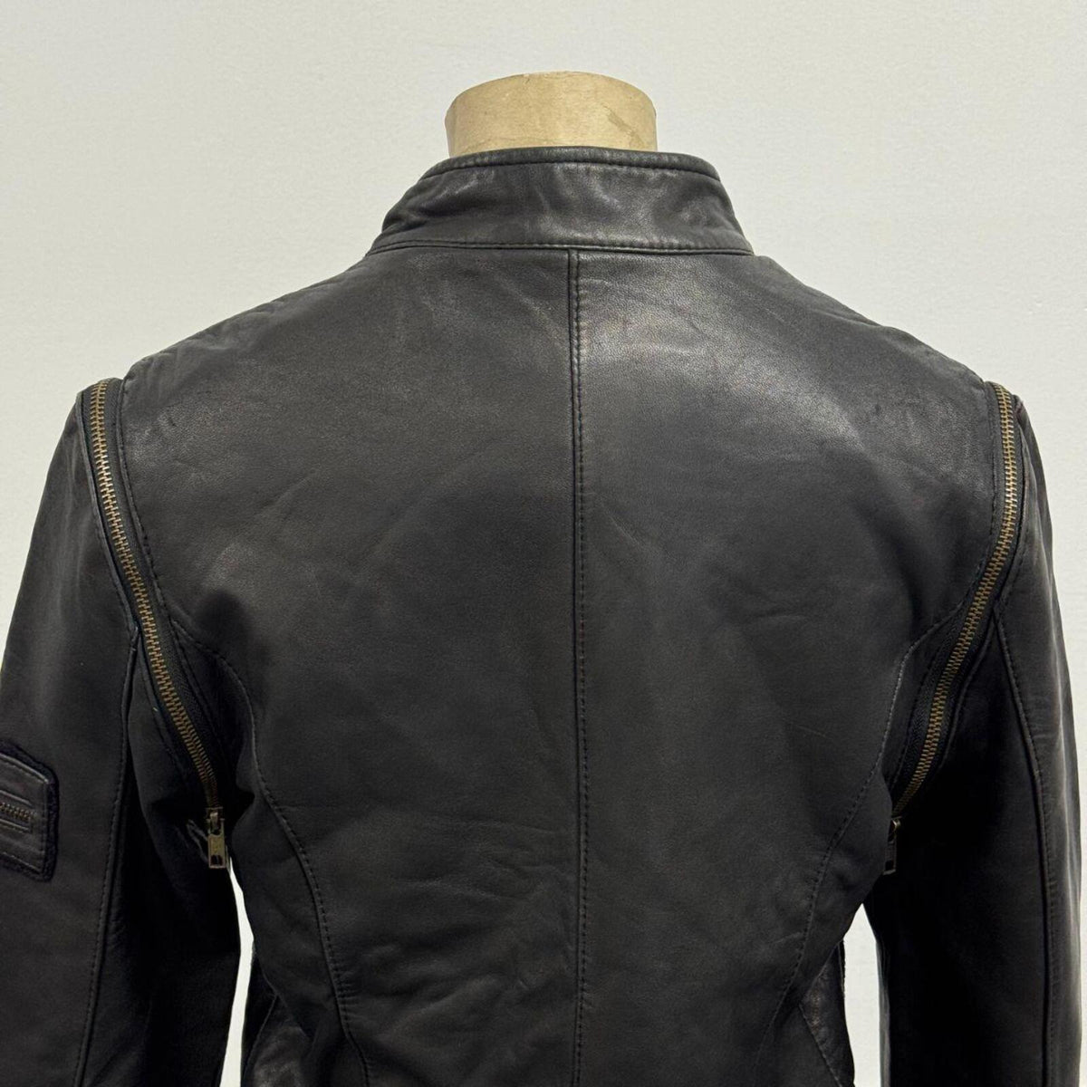 Vintage Black Detachable Sleeves Moto Leather Vest Jacket