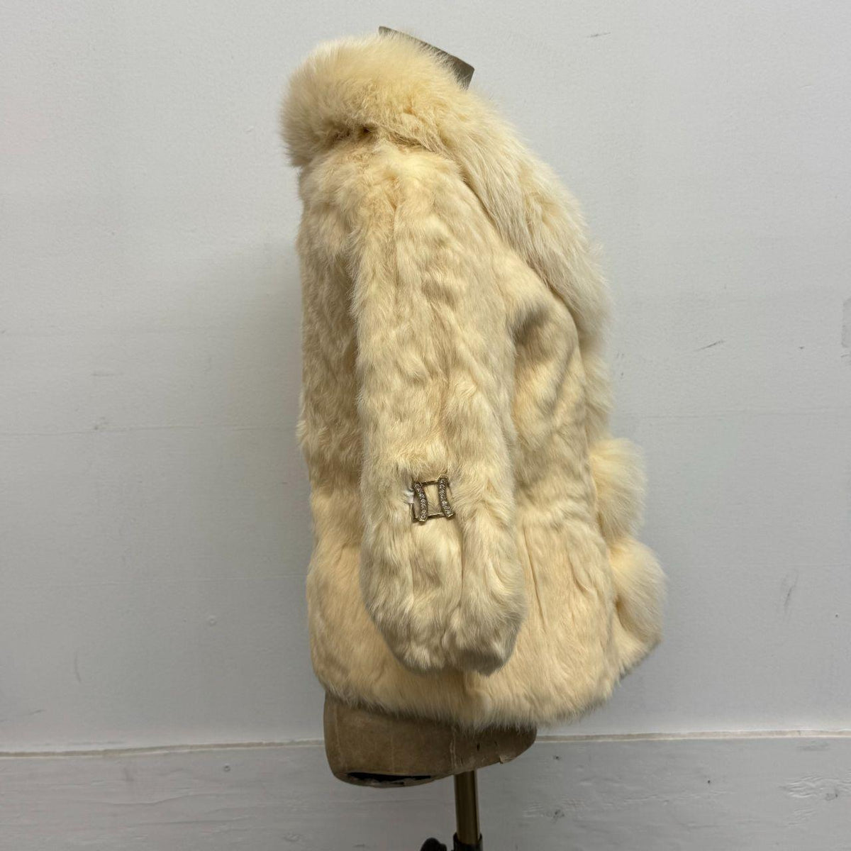 Vintage Y2K Cream Penny Lane Rabbit & Fox Fur Jacket Coat