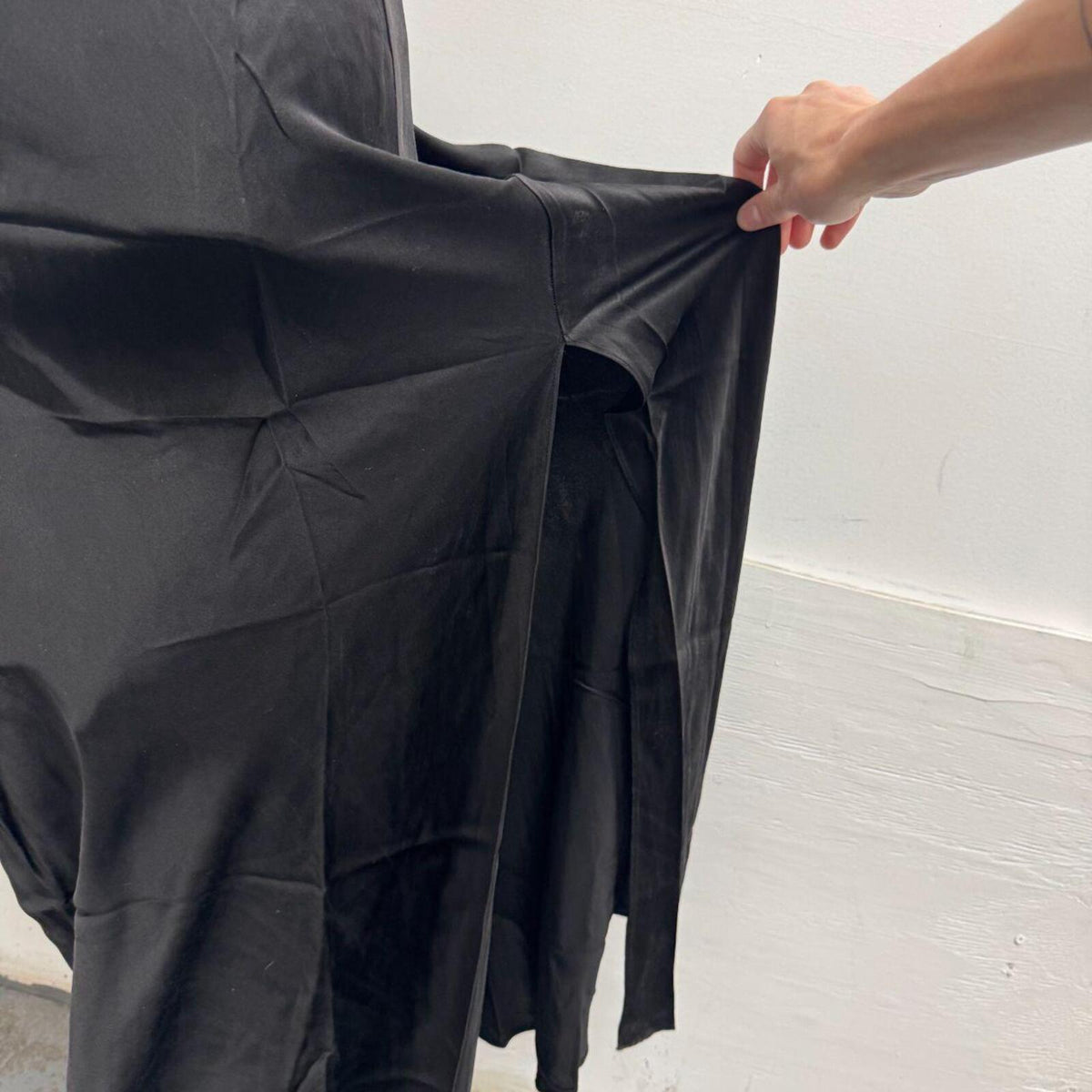 Vintage Y2K il-NAKIBO 100% Silk Cowl Back Maxi Dress Black